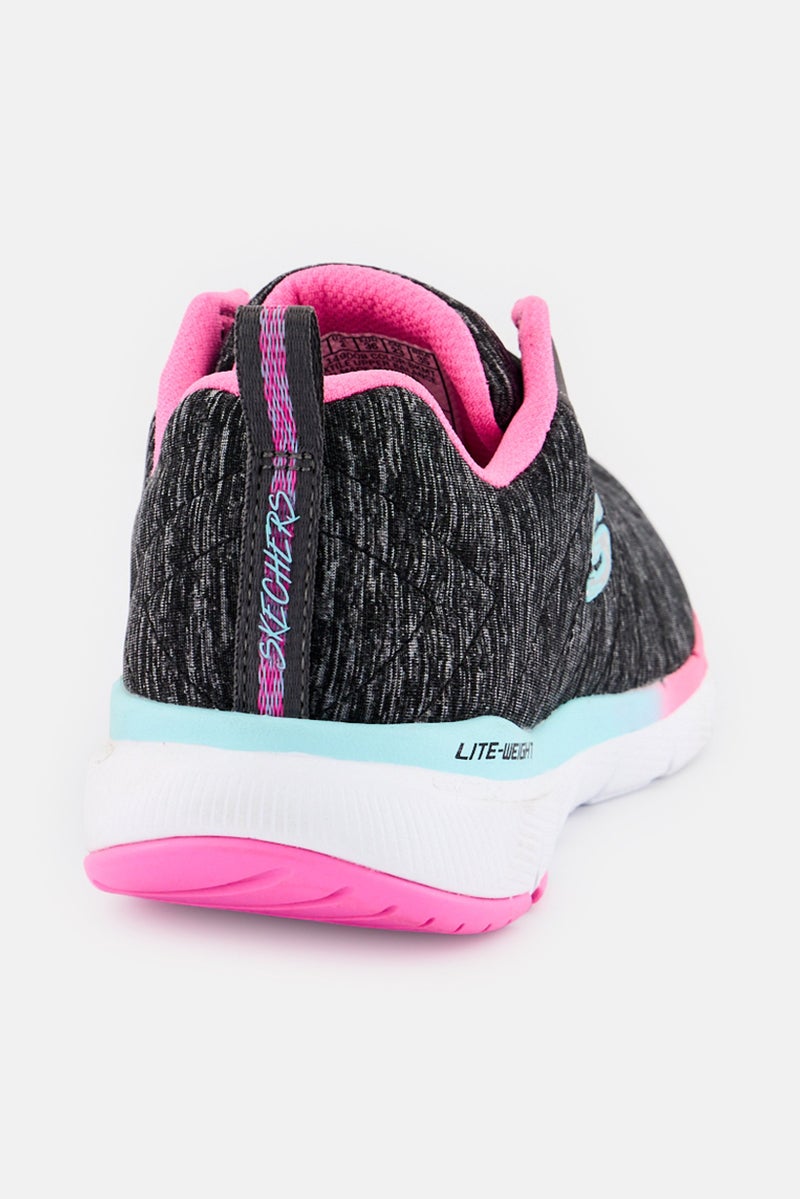SKECHERS Women Flex Appeal Lace Up Running Shoes, Heather Black  - Image 4