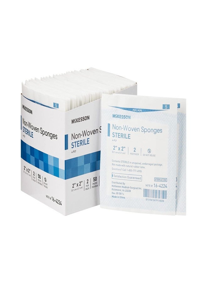 McKesson Non-Woven Sponges, Sterile, 4-Ply, Polyester/Rayon, 2 in x 2 in, 2 per Pack, 50 Packs, 100 Total - Image 1