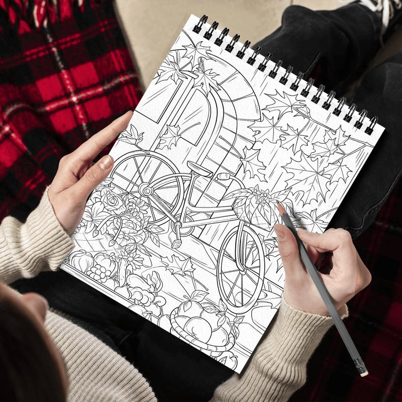 SOUTHERN LOTUS Autumn Charm Coloring Book for Adults Women Spiral Girls Wirebound Hardcover Large Print Pages with Charming Fall Scenes Beautiful Landscapes Lovable Gardens Relax Relieve Stress  - Image 5