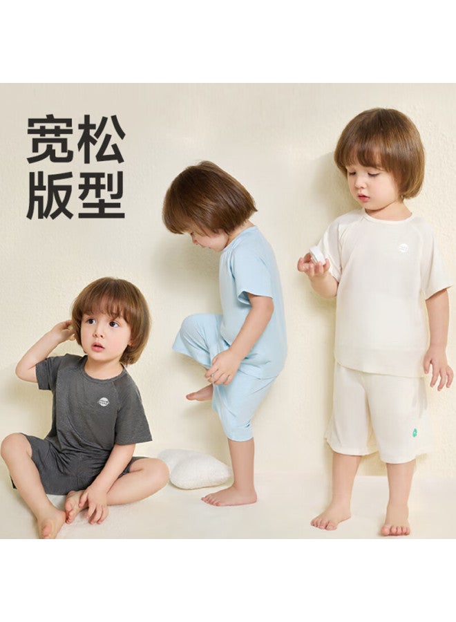 Yuzhaolin Children's Pajamas, Summer Thin Style, Boys' Lyocell Home Wear Set, Big Kids Short-sleeve Shorts, Girls' Air Conditioning Clothes - Image 5