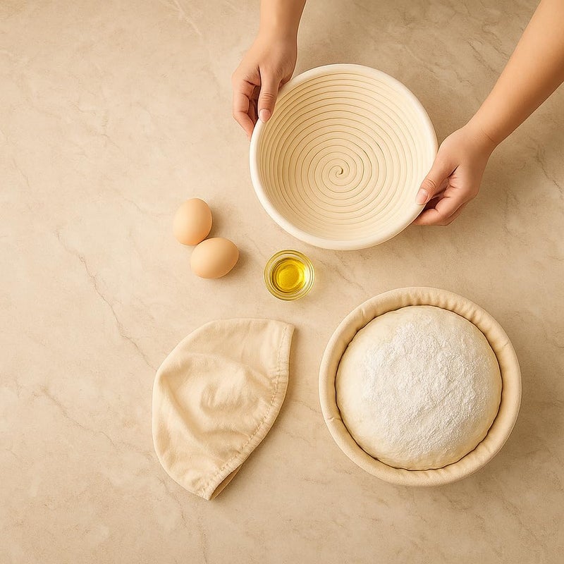 Saint Germain Bakery Premium Round Bread Banneton Basket with Liner - Perfect Brotform Proofing Basket for Making Beautiful Bread (9 inch) - Image 5