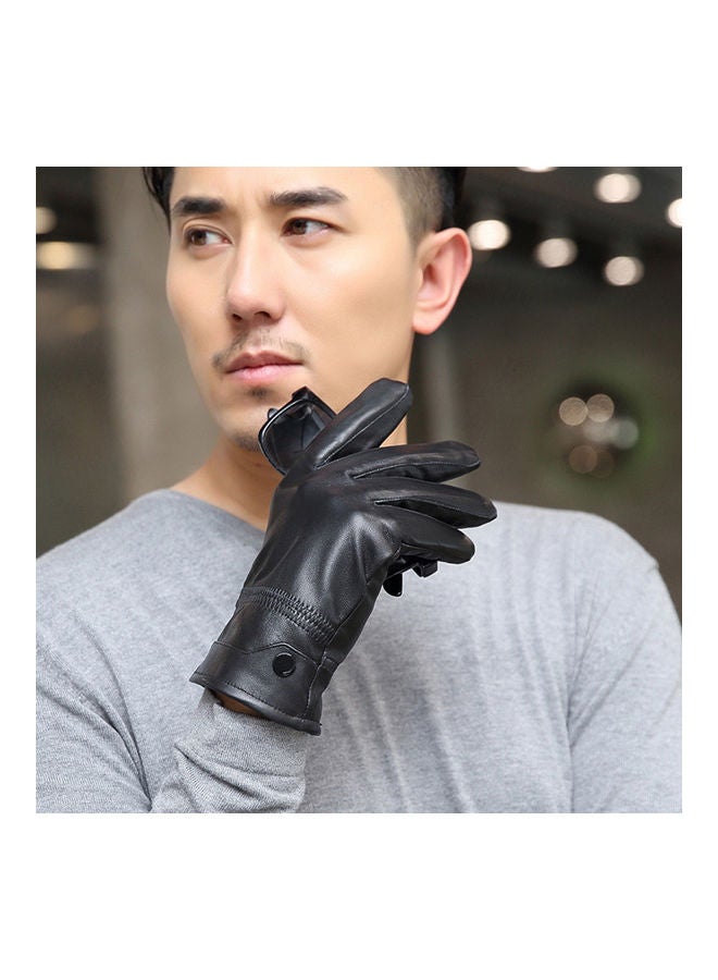 NIBEMINENT Men Winter Water Resistant Sheepskin Leather Gloves XL - Image 4