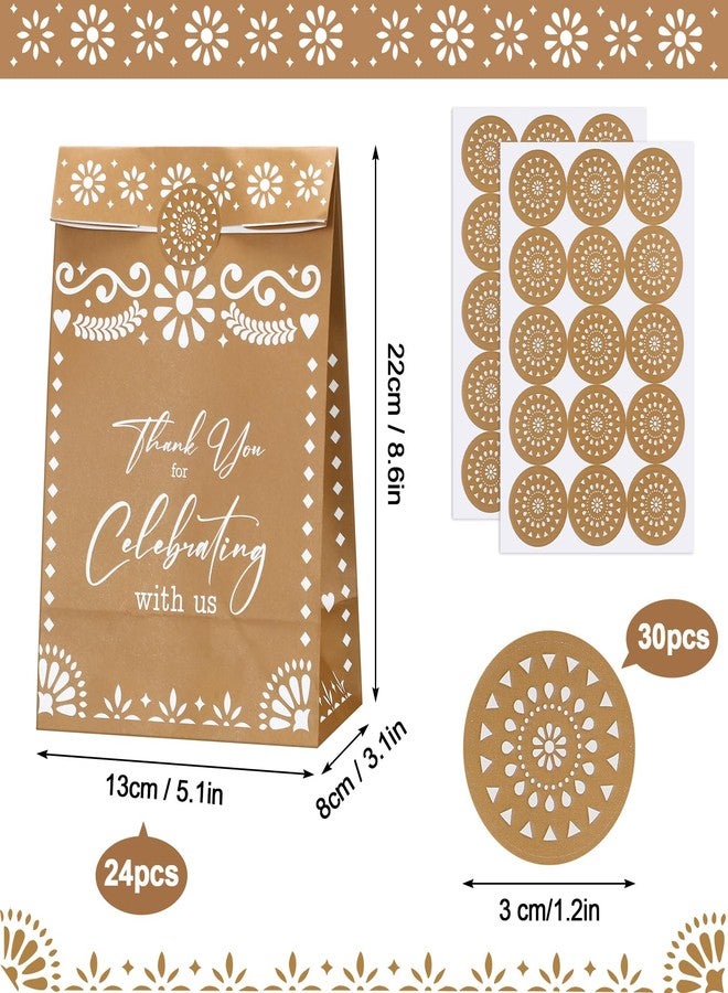 Resholder 24pcs Cielito Lindo Party Bags Baby Shower Decorations Mexican Barro Party Treat Boxes Baby Gift Paper Goodie Bags with Stickers for Mexican Wedding(Cleito Lindo,Terracotta Brown) - Image 2