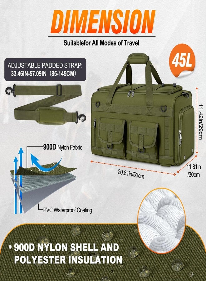 RAINSMORE 3 in 1 Gym Bag for Men, 45L Large Sports Duffle Bag with Shoe Compartment and Wet Pocket, Water-Resistant Tactical Backpack Carry On for Travel, Workout & Military Gear, Green - Image 3