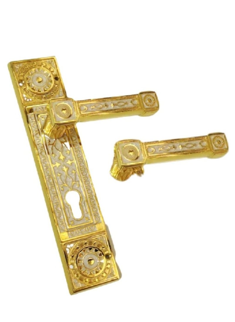 ABBASALI Wooden Door Handle And Door Lock For Entrance And Interior Doors Model M23-K13 (GOLD) 