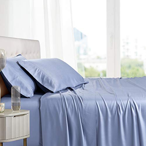 Royal Tradition Viscose from Bamboo Bed Sheets, King, Solid Periwinkle, Super Soft and Cool 4PC Sheet Set - Image 2