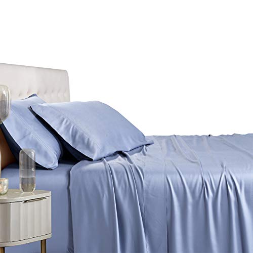 Royal Tradition Viscose from Bamboo Bed Sheets, King, Solid Periwinkle, Super Soft and Cool 4PC Sheet Set - Image 1