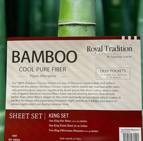 Royal Tradition Viscose from Bamboo Bed Sheets, King, Solid Periwinkle, Super Soft and Cool 4PC Sheet Set - Image 5