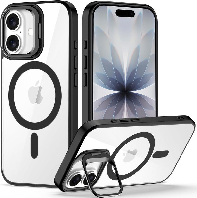 VONZEE Clear Camera Kickstand Case for iPhone 17, Built-in Adjustable Camera Stand, Clear Magnetic Mag-Safe Shockproof Classic Series Phone Cover (Deep Purple) - Image 1