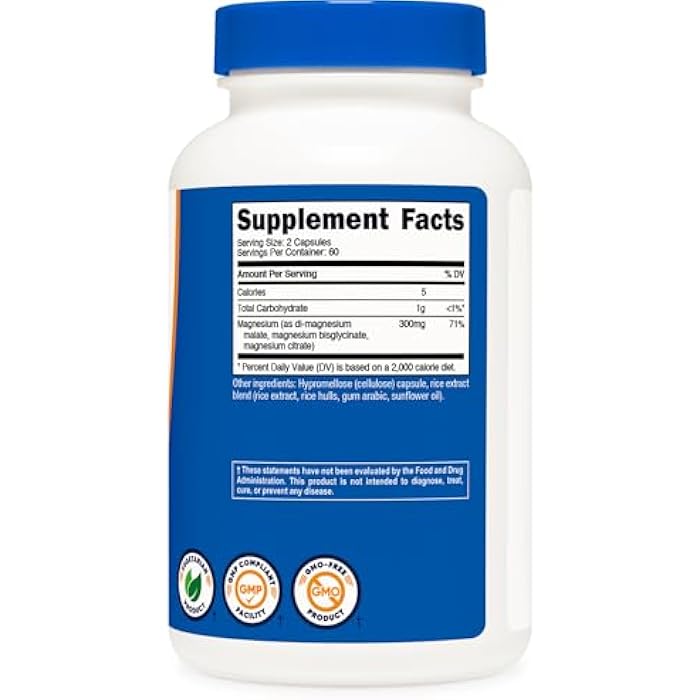 Nutricost Triple Magnesium Complex (300mg, 120 Capsules) - from Di-Magnesium Malate, Bisglycinate and Citrate, 60 Servings - Image 4