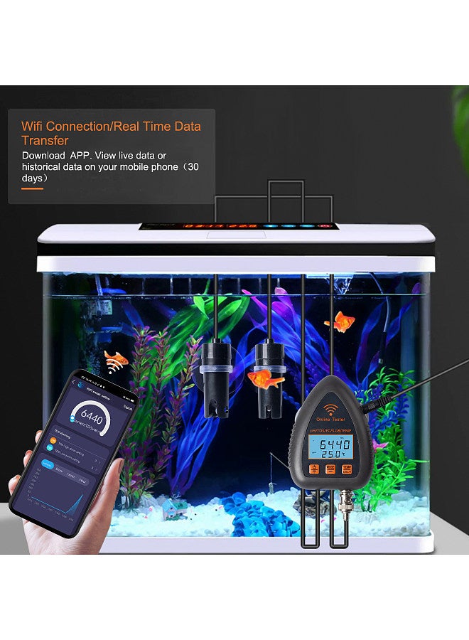 Lepmerk 991W Bluetooth Wifi Digital Water Quality Tester Mini 5 in 1 Water Analyzer PH / EC / TDS / S.G / Temperature APP Remote Monitoring Alarm Notification for Drinking Water Aquarium Hydroponics Lab  - Image 2