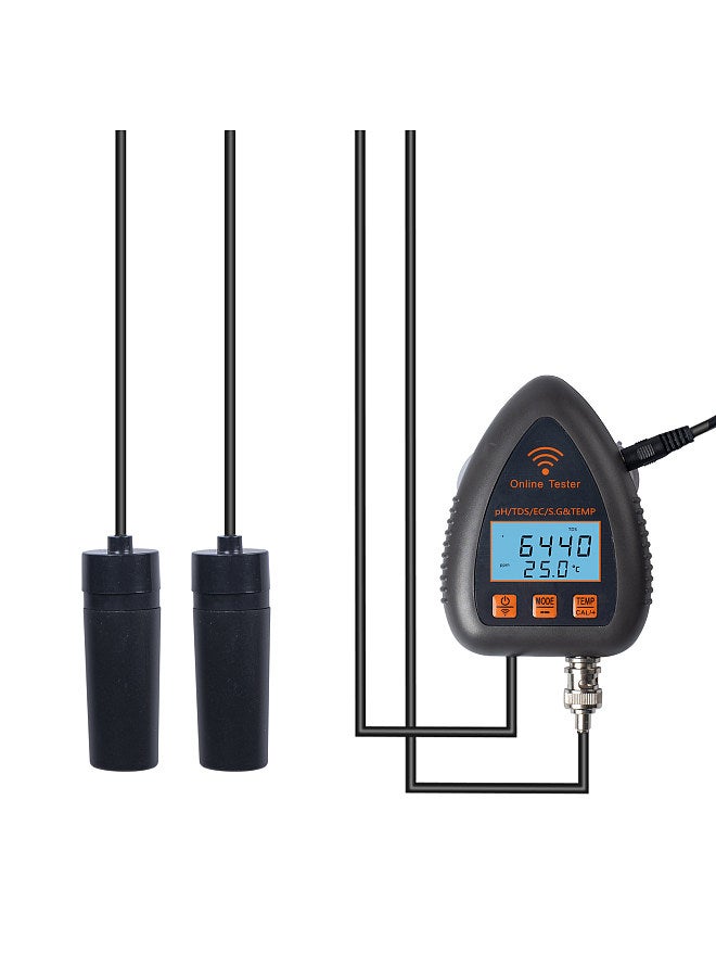 Lepmerk 991W Bluetooth Wifi Digital Water Quality Tester Mini 5 in 1 Water Analyzer PH / EC / TDS / S.G / Temperature APP Remote Monitoring Alarm Notification for Drinking Water Aquarium Hydroponics Lab  - Image 1
