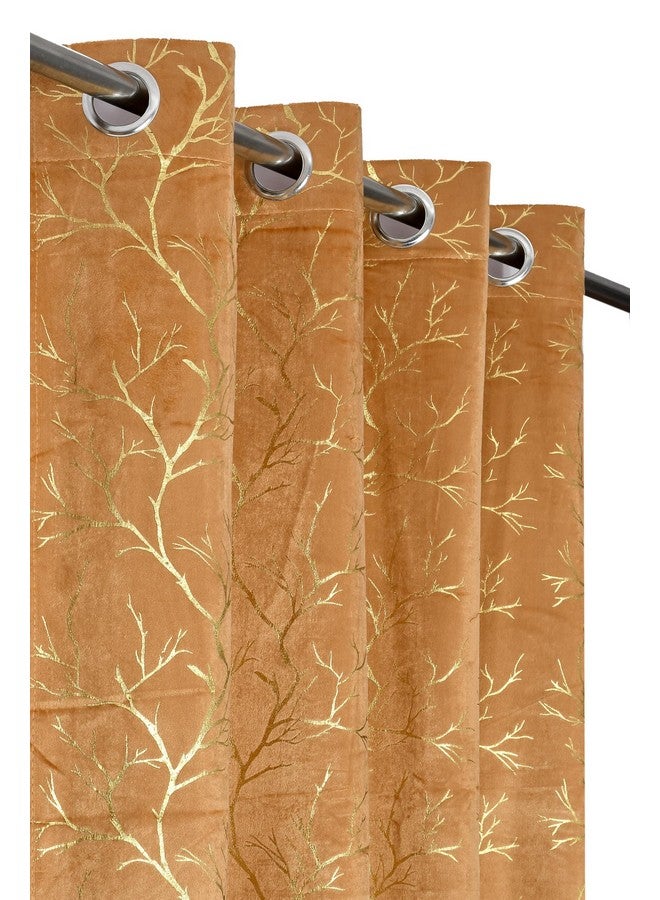 Homefab India Velvet Curtains Room Darkening - Door 7 feet, Pack of 2 Panels, Beige - Image 1