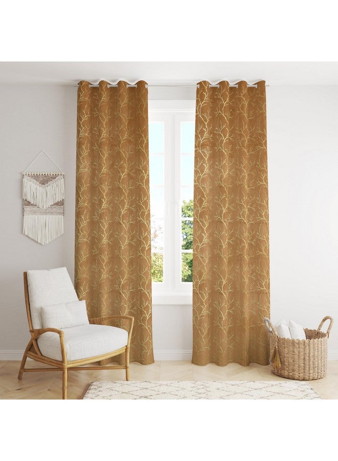 Homefab India Velvet Curtains Room Darkening - Door 7 feet, Pack of 2 Panels, Beige - Image 2