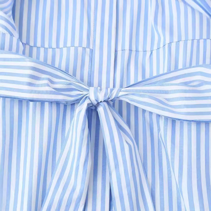 2024 Women'S Striped Poplin Lace Fashion Dress Women - Image 5