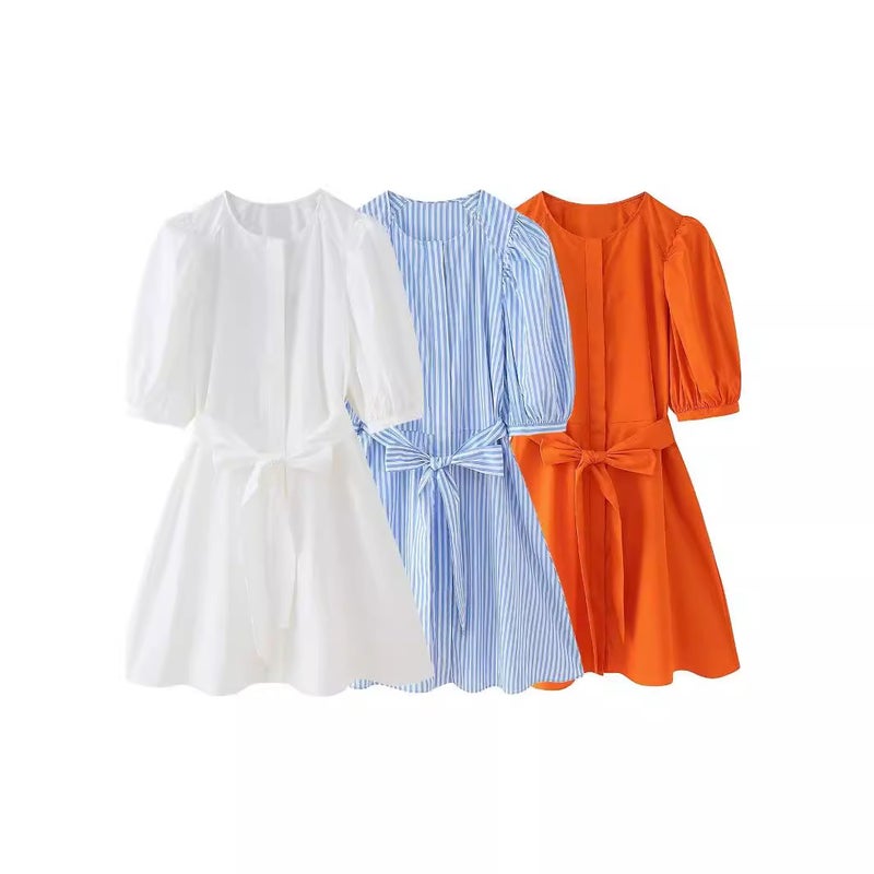 2024 Women'S Striped Poplin Lace Fashion Dress Women - Image 2