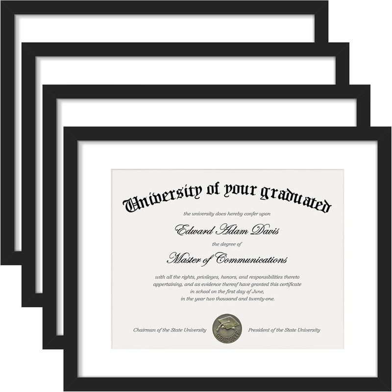 upsimples Diploma Frame with Clear Plexiglass, 11x14 Picture Frame for Certificate Document Degree, Black, 4 Pack - Image 1