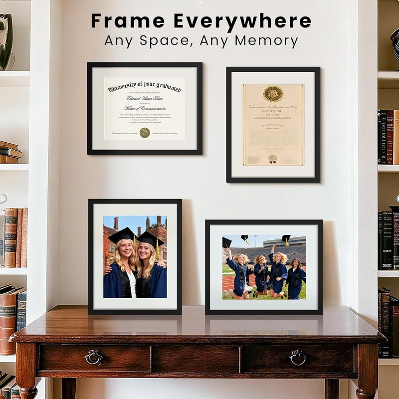 upsimples Diploma Frame with Clear Plexiglass, 11x14 Picture Frame for Certificate Document Degree, Black, 4 Pack - Image 2