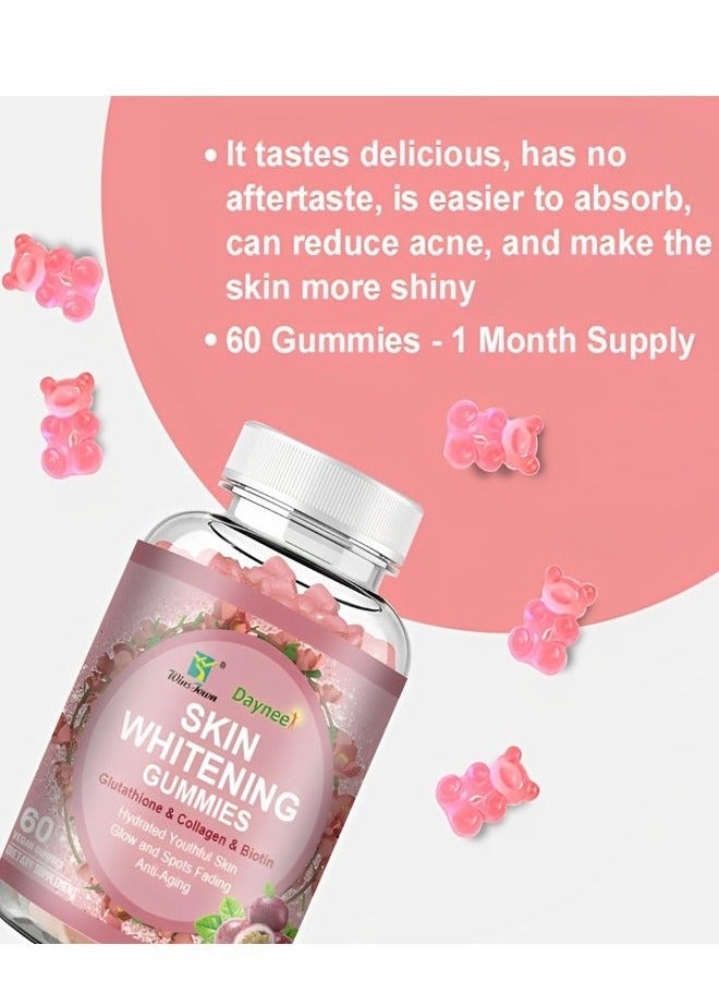 Daynee Vegan Collagen Whitening Gummies – 60 Count | Skin Brightening Support | Hair, Nail & Lash Nourishing Beauty Supplement for Men & Women - Image 4