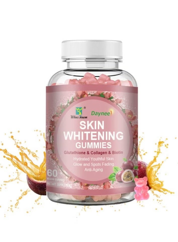 Daynee Vegan Collagen Whitening Gummies – 60 Count | Skin Brightening Support | Hair, Nail & Lash Nourishing Beauty Supplement for Men & Women - Image 1