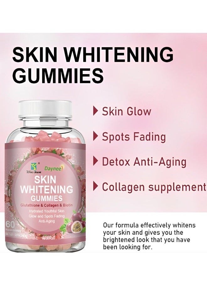 Daynee Vegan Collagen Whitening Gummies – 60 Count | Skin Brightening Support | Hair, Nail & Lash Nourishing Beauty Supplement for Men & Women - Image 2