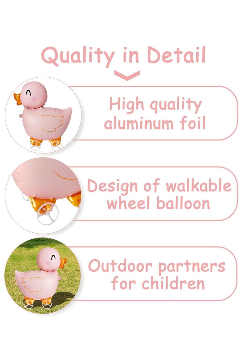 بالون بالون فويل بالون فويل بط يمشي على شكل حيوان مزرعة على شكل بالون فويل لتزيين حفلات أعياد الميلاد، بالون بالون فويل بالون لحفلات أعياد الميلاد، لعبة أطفال، مستلزمات حفلات أعياد الميلاد (وردي) - Image 3