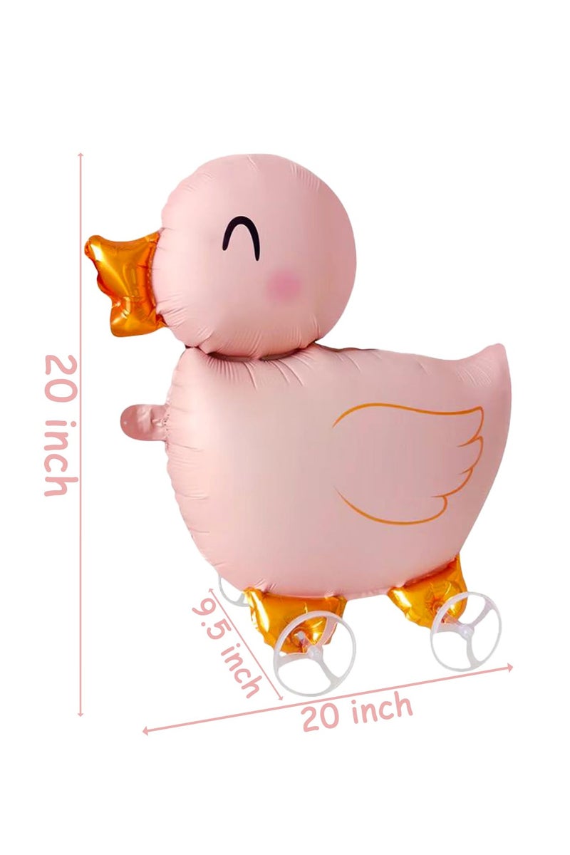 بالون بالون فويل بالون فويل بط يمشي على شكل حيوان مزرعة على شكل بالون فويل لتزيين حفلات أعياد الميلاد، بالون بالون فويل بالون لحفلات أعياد الميلاد، لعبة أطفال، مستلزمات حفلات أعياد الميلاد (وردي) - Image 5