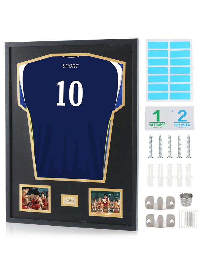 Nice C Jersey Frame Display Case, Jersey Frame With Photo Slots, Shirt Display Shadow Box, Signature Display Slot, 98% UV Protection, Football Basketball Soccer (1 Pack) - Image 1