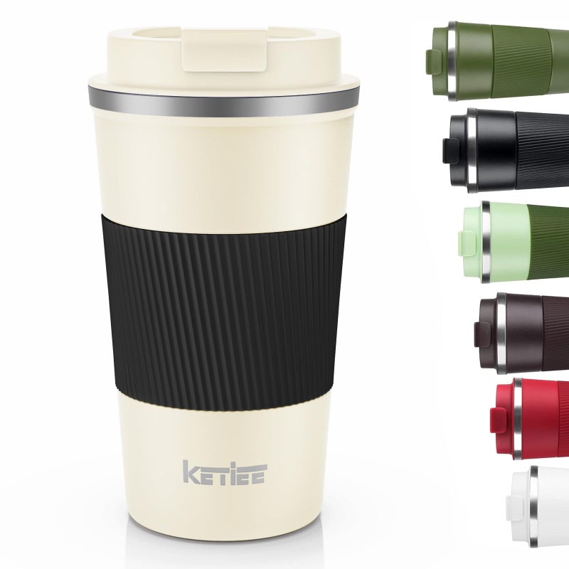 KETIEE 12oz Travel Mug, Insulated Coffee Cup with Leakproof Lid, Travel Coffee Mug Vacuum Stainless Steel Double Walled Reusable Tumbler for Hot and Cold Drinks ï¼ˆPinkï¼‰ - Image 1