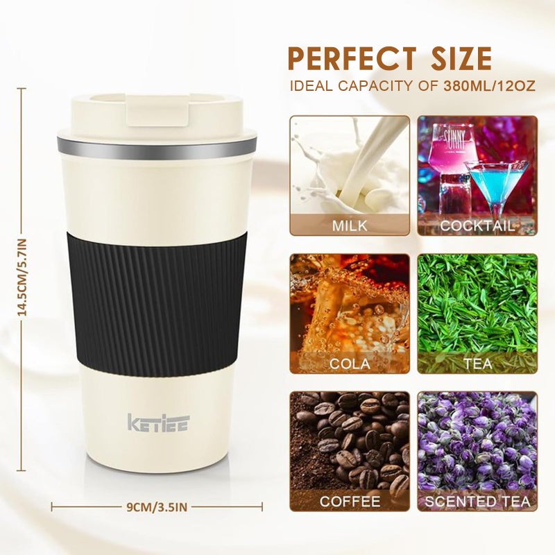 KETIEE 12oz Travel Mug, Insulated Coffee Cup with Leakproof Lid, Travel Coffee Mug Vacuum Stainless Steel Double Walled Reusable Tumbler for Hot and Cold Drinks ï¼ˆPinkï¼‰ - Image 5