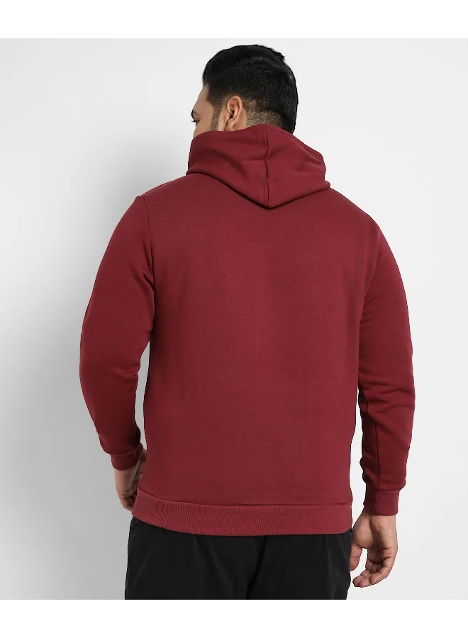 Instafab Plus Instafab Plus Men's Maroon Red Bhangover Hoodie With Kangaroo Pocket