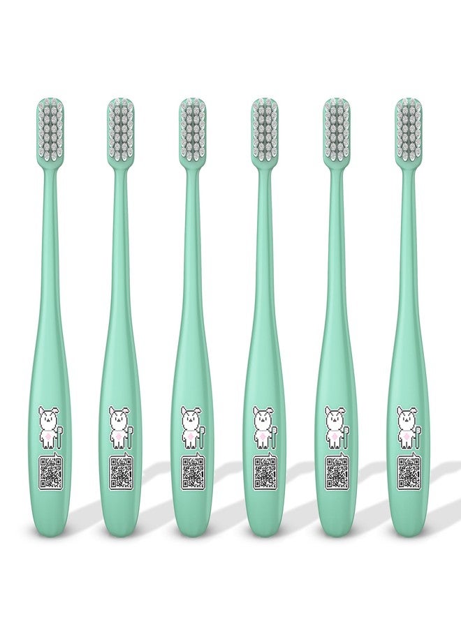LiveOrals Kids Edu Toothbrush (Mint 6 Units - Fun QR Song for Brushing, Dual Microfine Bristles, Compact 1.8cm Head, Ergonomic Handle, Gentle Care for Kids’ Gums and Teeth - Image 1