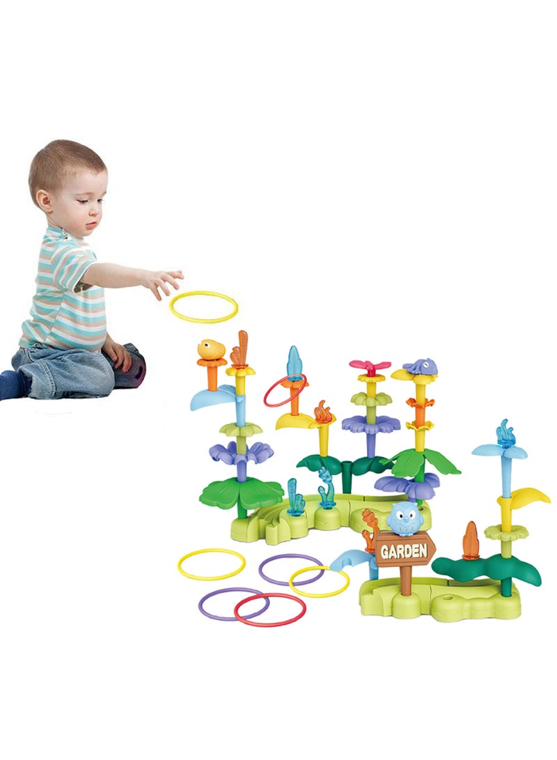 Athletiq مجموعة كتل بناء حديقة الزهور DIY، نشاط تعليمي لمرحلة ما قبل المدرسة، هدايا حديقة STEM رائعة للبنات والأولاد (51 قطعة) - Image 4