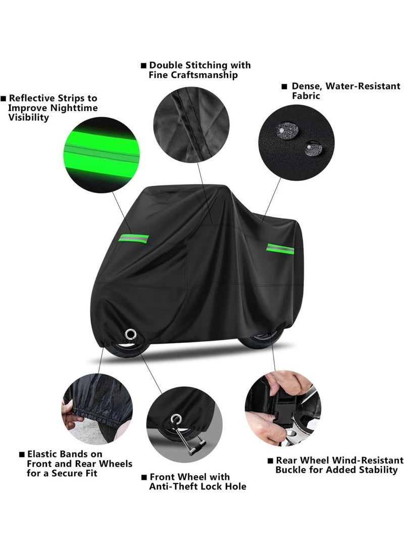 Joybos 190T Waterproof  Sun Shade  Motorcycle Cover, Dustproof, Rainproof, UV Resistant, Internal and External Protection, With Lock Groove Storage Bag（XXL）245*105*125CM - Image 4