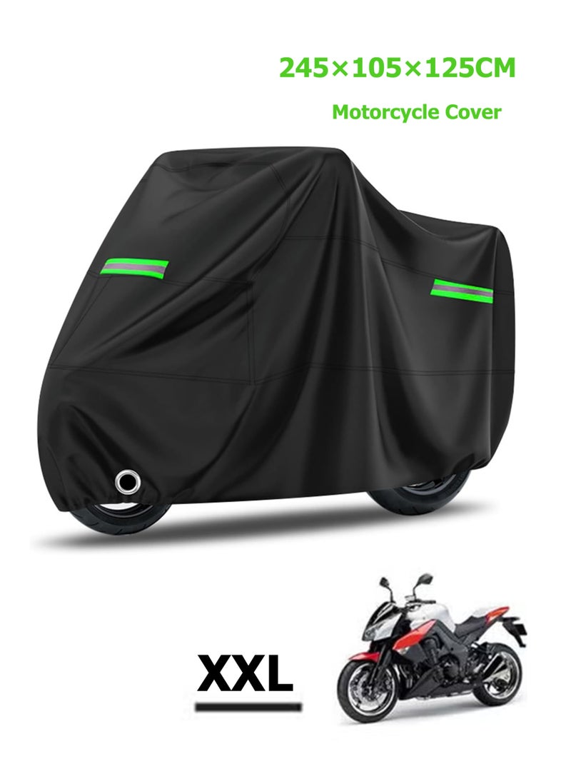 Joybos 190T Waterproof  Sun Shade  Motorcycle Cover, Dustproof, Rainproof, UV Resistant, Internal and External Protection, With Lock Groove Storage Bag（XXL）245*105*125CM - Image 1