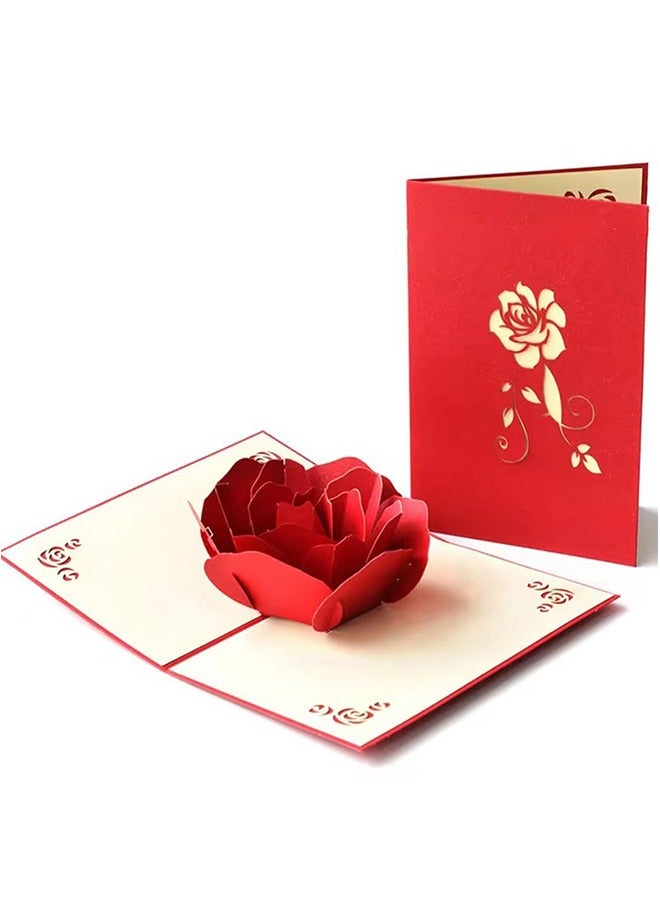 Generic 3D Pop-Up Happy Birthday Card, Red Rose Greeting Card with Envelope Mothers Day Mom Anniversary Wife Husband Happy Birthday  - Image 1