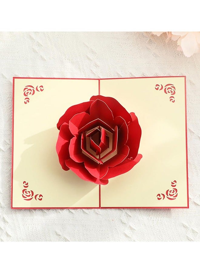 Generic 3D Pop-Up Happy Birthday Card, Red Rose Greeting Card with Envelope Mothers Day Mom Anniversary Wife Husband Happy Birthday  - Image 4