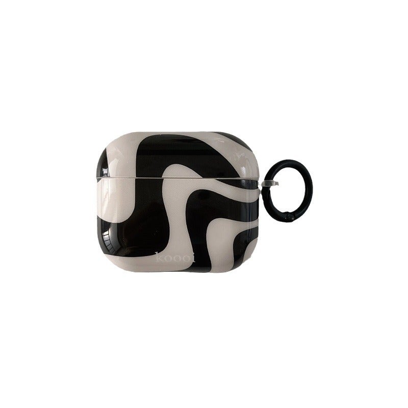 Ins Korean Style Black and White Curve Airpods New 3 Generation Protective Cover for Apple Wireless Bluetooth Headset Pro2 Generation - Image 1