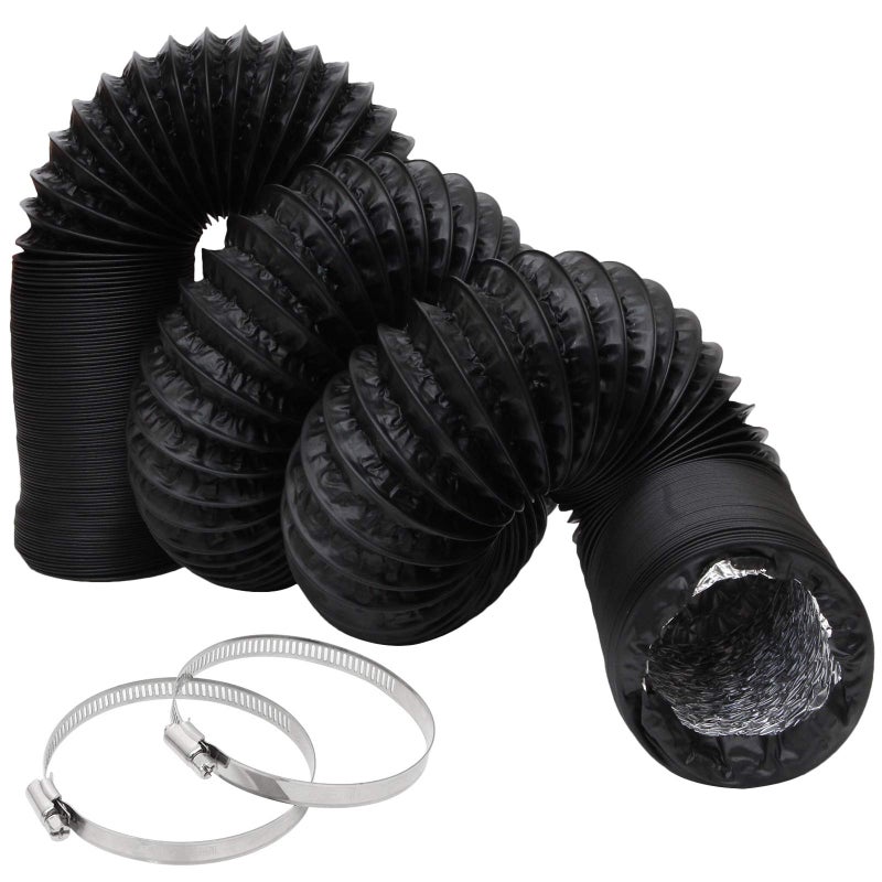 3Inch Flexible Ducting Hose 165 feet Black Aluminum Ducting Dryer Vent Hose with 2 Screw Clamps for Heating Ventilation Air Conditioning HVAC Boat Blower Exhaust Grow Tents