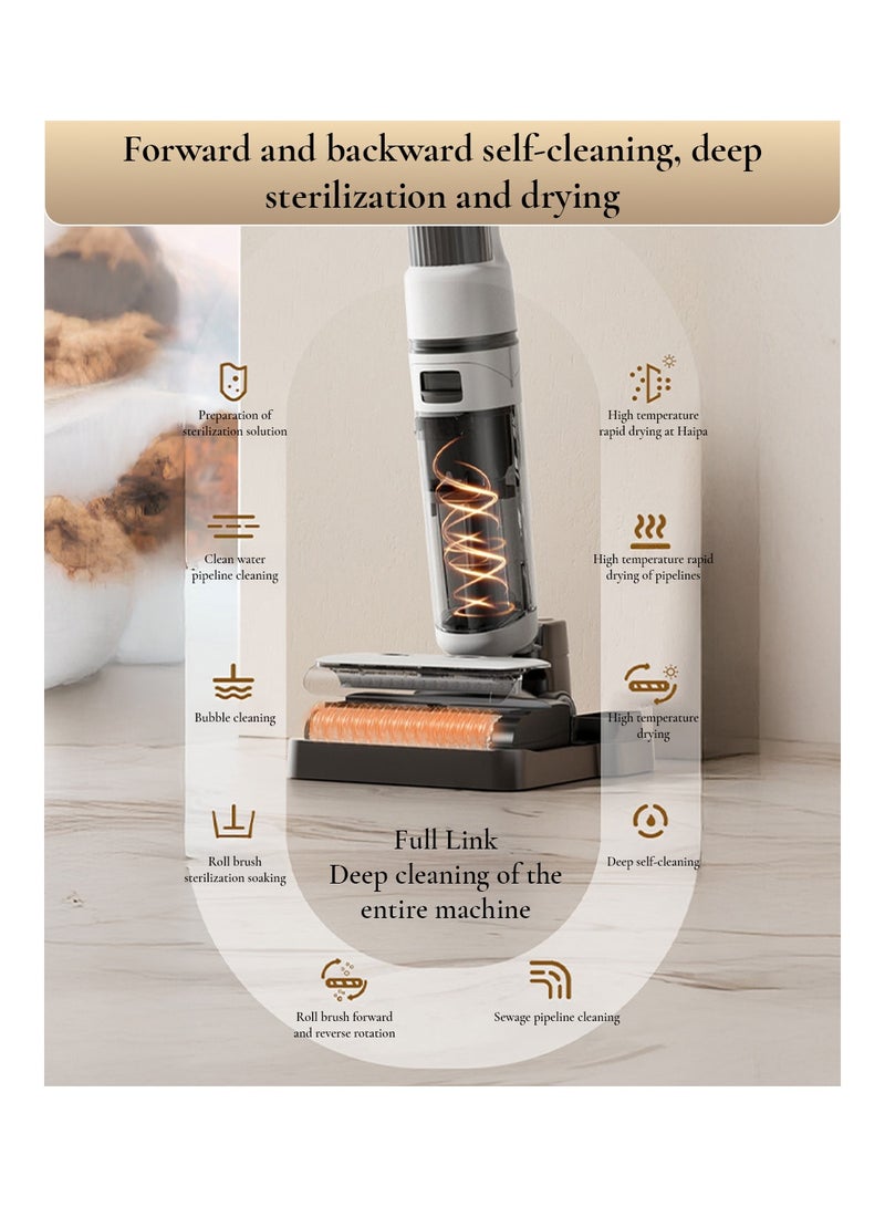 AiQi SmartWash Pro Wireless Wet-Dry Vacuum Mop – 15000Pa Suction, 80°C Sterilization, Hot Air Drying, Anti-Hair Wrap, Dual-Tank, for Hard Floors, Carpets & Pets - Image 3