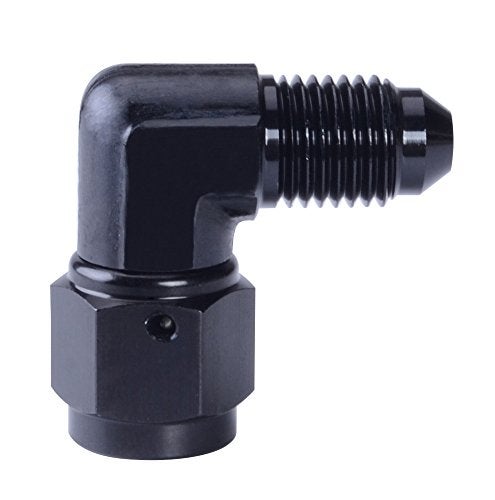 SYKRSS 4AN Aluminum Anodize Finish Male/Female 90 Degree Flare Bulkhead Fitting Adapter AN-4 Black - Image 1