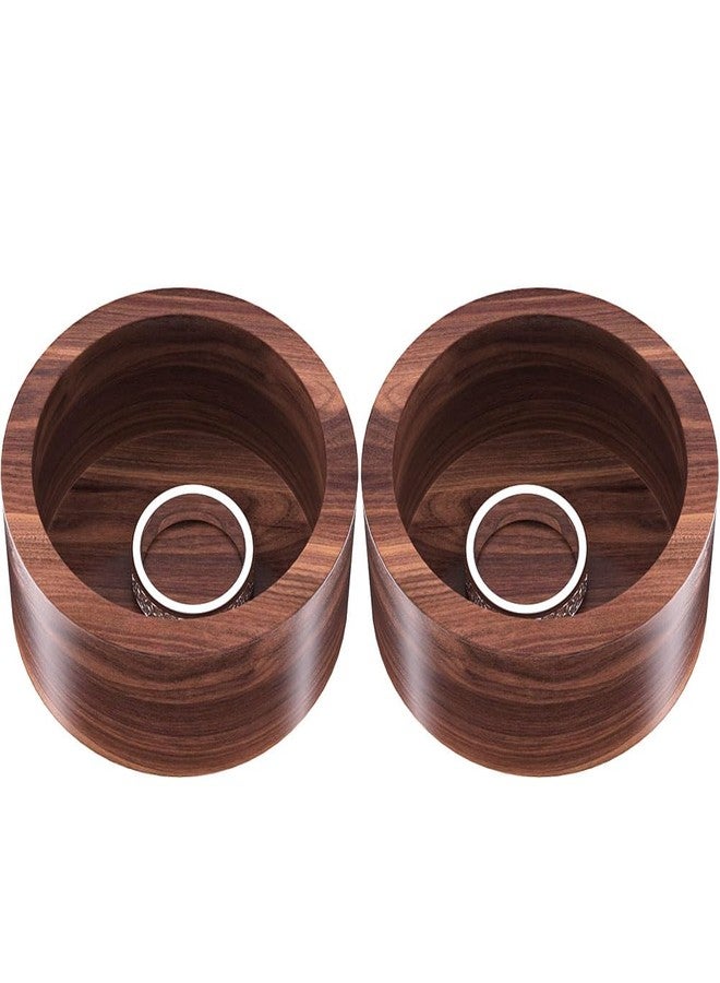 grwanpen®2 Pack Round Walnut Hardwood Ring Tray & Holder - Stackable Compact Jewelry Organizer, Non-Slip Small Dish for Rings, Earrings - Gift Ready Packaging - Image 1