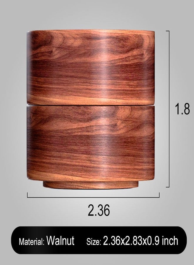 grwanpen®2 Pack Round Walnut Hardwood Ring Tray & Holder - Stackable Compact Jewelry Organizer, Non-Slip Small Dish for Rings, Earrings - Gift Ready Packaging - Image 3