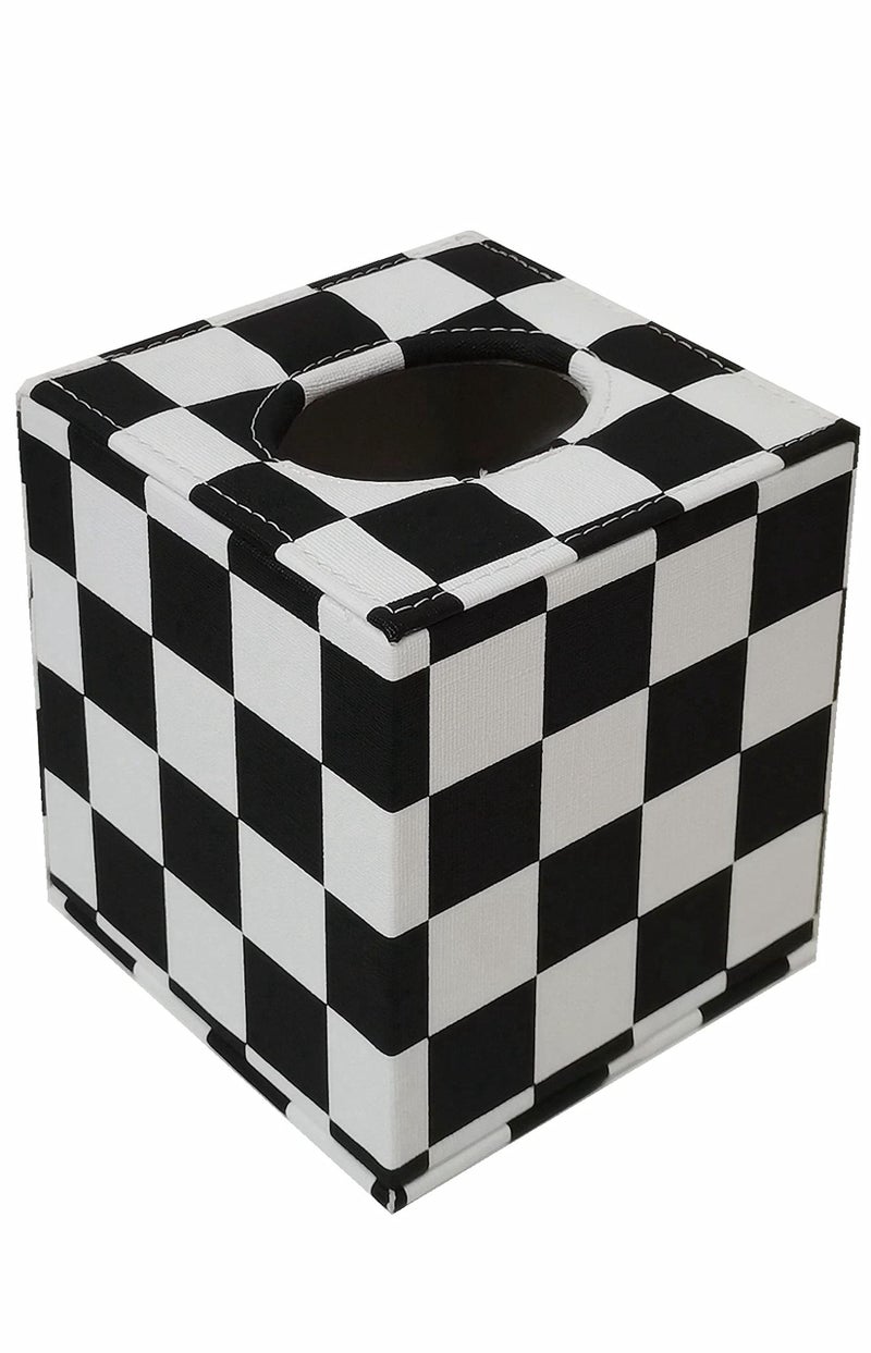 S Forever Cube Tissue Box Holders PU Leather Square Roll Tissue Box Cover Black and White Checkerboard532 L x 532 W x 551 H