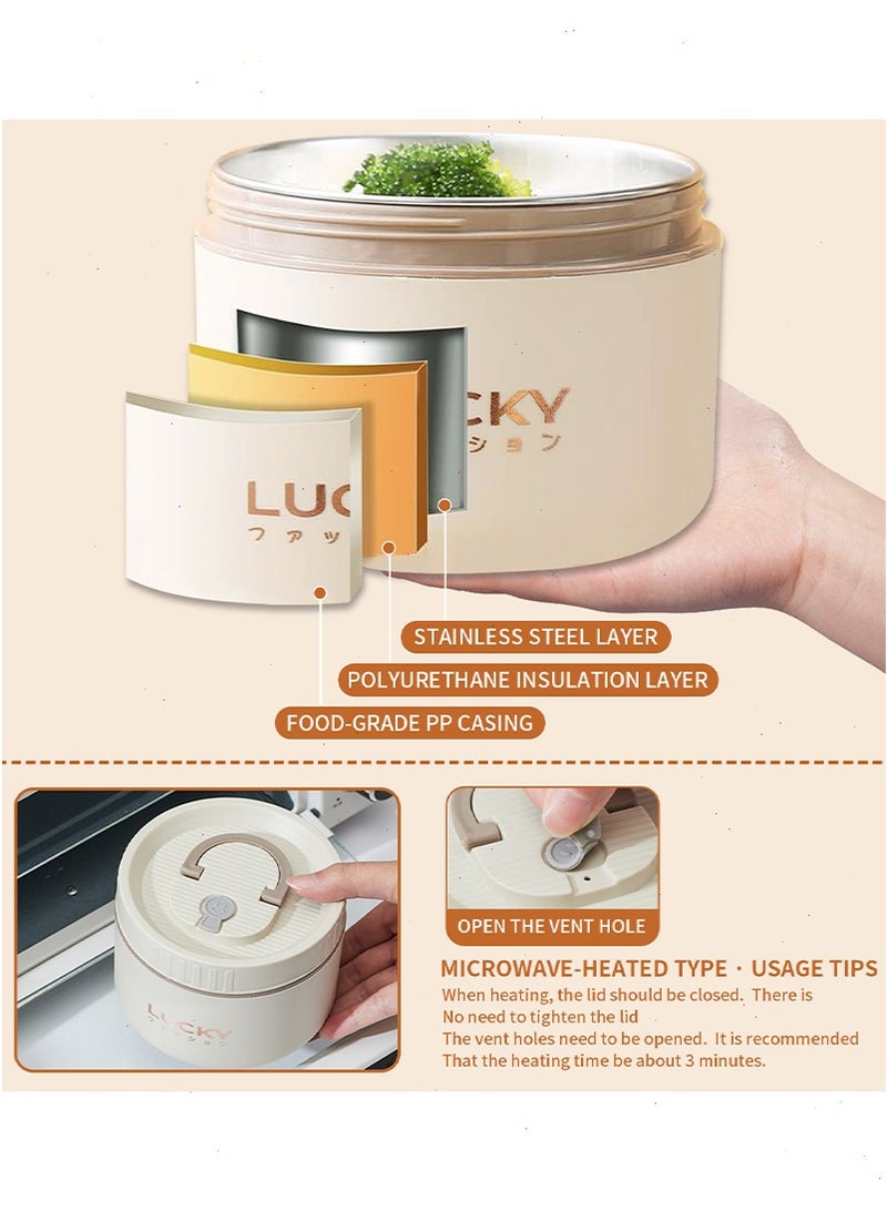 Lucky 4-Tier Lunch Box for Kids, 3 Separate Stackable Tiffin box, Bento Box for Adult Men Women, 66 Oz/8.25 Cup (White)  - Image 5
