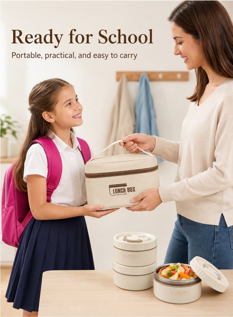 Lucky 304 Stainless Steel Insulated Lunch Box, Leakproof Thermal Tiffin Box with Insulated Bag, Reusable Bento Box for Work, School, Picnic, Adults & Kids - Image 5