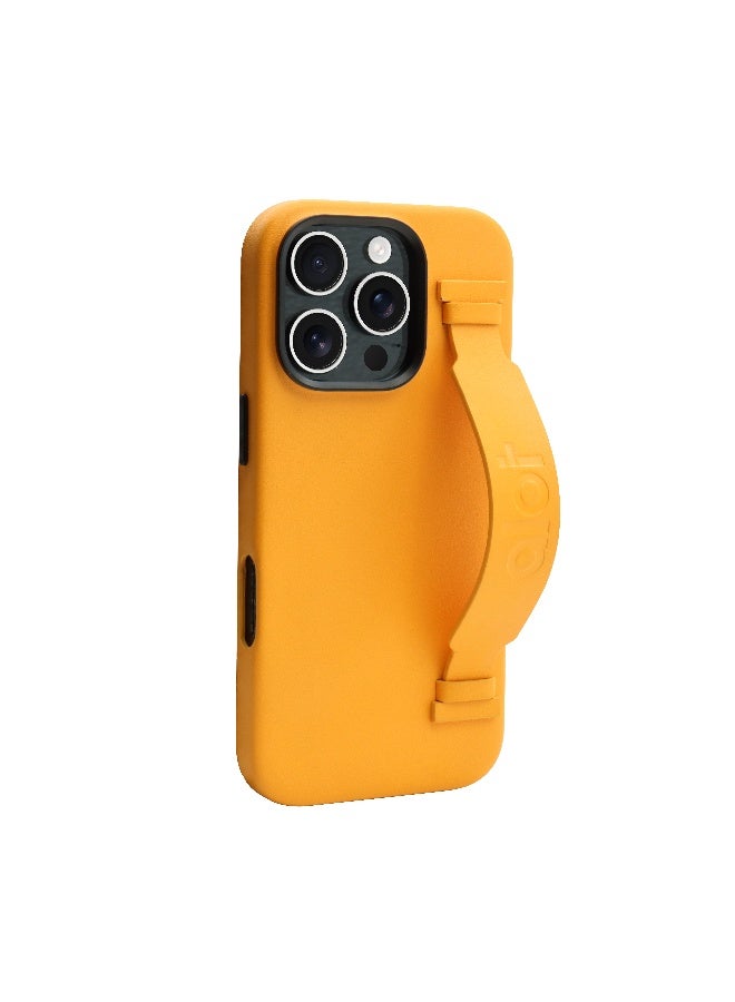 ALot Noble leather case for iPhone 16 Pro Max Yellow with Black Leather case with hand grip metal camera frame microfiber lining magnetic closure and premium PU finish for standout style - Image 1