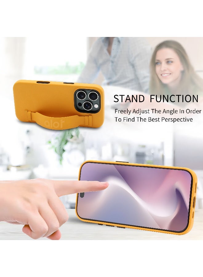 ALot Noble leather case for iPhone 16 Pro Max Yellow with Black Leather case with hand grip metal camera frame microfiber lining magnetic closure and premium PU finish for standout style - Image 3