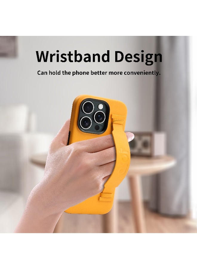 ALot Noble leather case for iPhone 16 Pro Max Yellow with Black Leather case with hand grip metal camera frame microfiber lining magnetic closure and premium PU finish for standout style - Image 4
