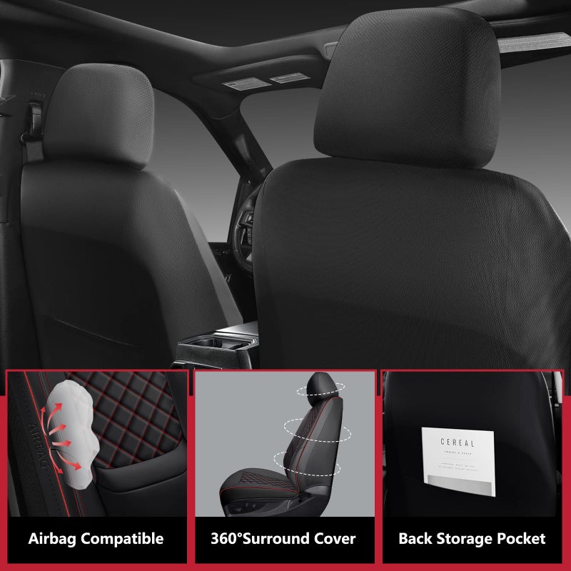WENNFOUR F150 Seat Covers 2015-2026 Full Set, Truck Interior Sets with Lumbar Support Custom Fit for Ford F150 2015-2026, F250/F350/F450 2017-2026 Super Duty Crew Cab XLT XL Lariat Platinum, BlackRed - Image 5